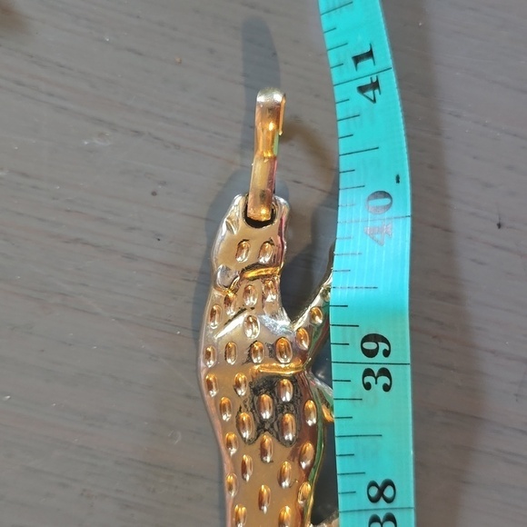 Women\'s Gold tone SHINY Metal Leopard/ Jaguar slip clasp belt Vintage Sz.L/XL main image 5